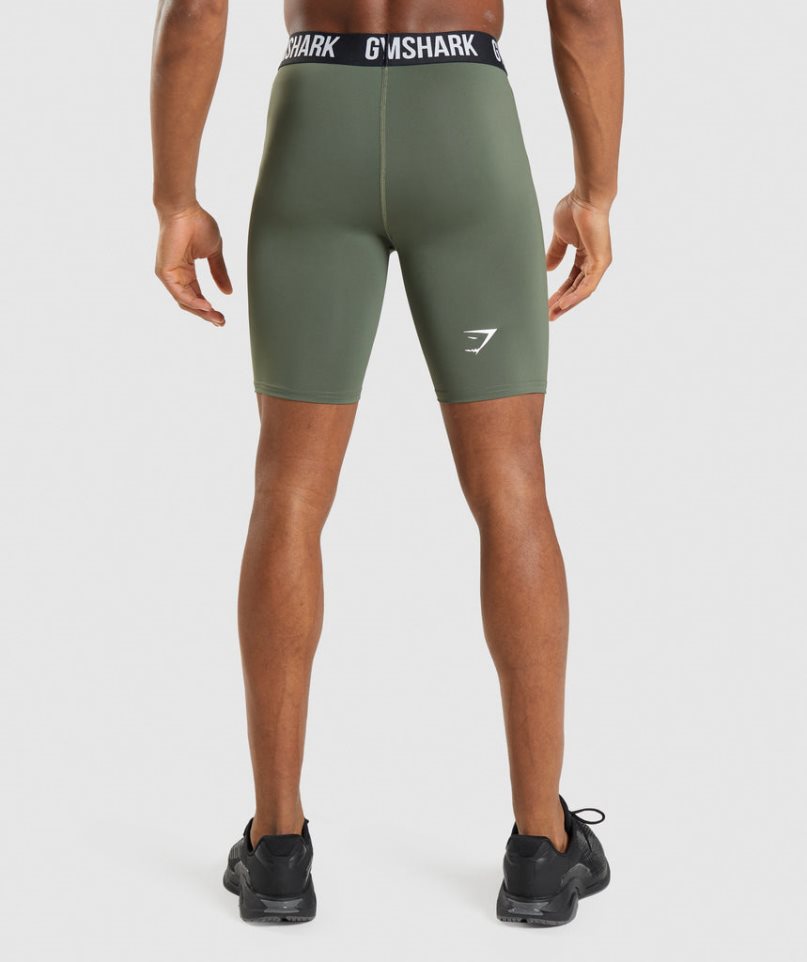 Men's Gymshark Element Baselayer Shorts Olive | NZ 7OSAYF